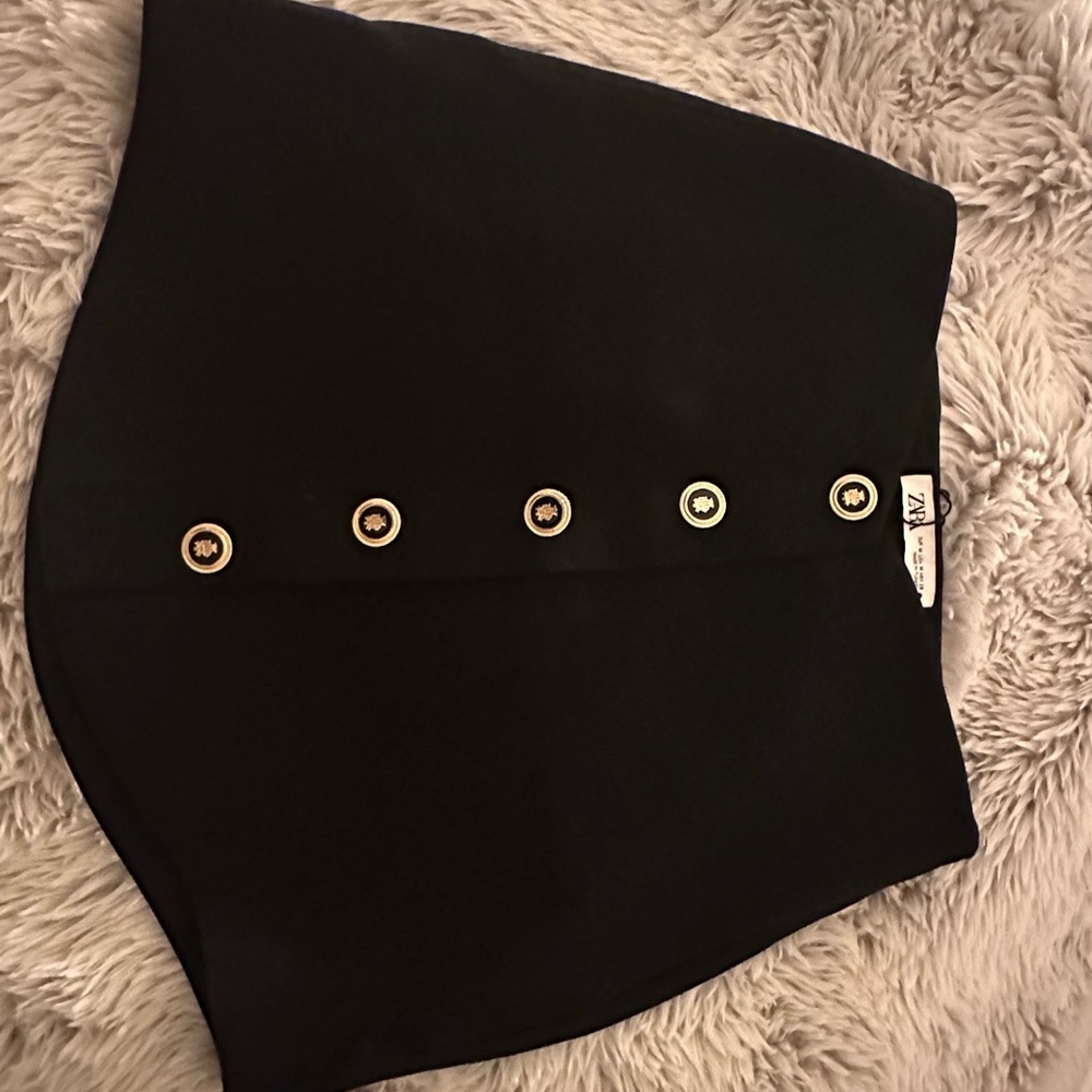 Zara Black Mini Skirt with Gold Buttons